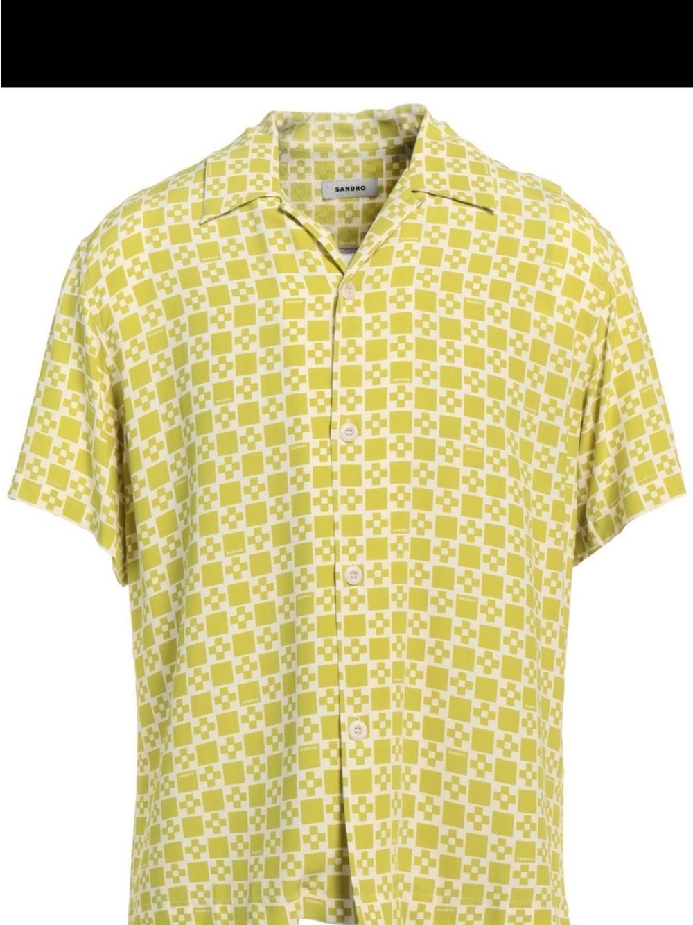 Sandro Yellow Check Short-Sleeve Button-Down Shirt